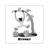 Schattige gelukkige gibbon aap cartoon illustratie rubberstempel (Afrduk)