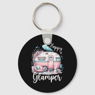 Schattige Gelukkige Glamper Caravan Kamperen Glamp Sleutelhanger