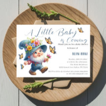 Schattige Gelukkige Gnome Met Vlinder Baby Shower