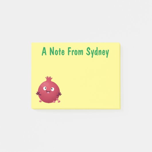 Schattige gelukkige granaatappel fruit cartoon post-it® notes (Voorkant)