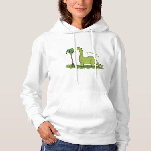 Schattige gelukkige groene brontosaurus dinosaurus hoodie (Voorkant)
