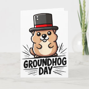 Schattige gelukkige Groundhog Day 2 februari Phils Kaart