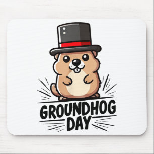 Schattige Gelukkige Groundhog Day 2 Februari Phils Muismat