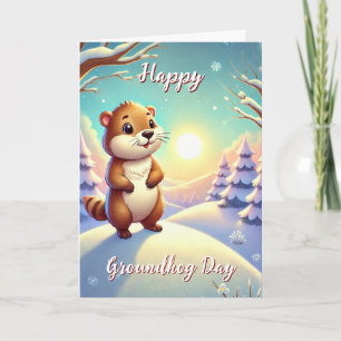 Schattige Gelukkige Groundhog Day & Geschiedenis K Kaart