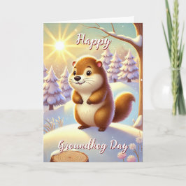 Schattige Gelukkige Groundhog Day & Geschiedeniska Kaart
