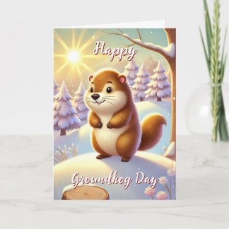 Schattige Gelukkige Groundhog Day & Geschiedeniska Kaart