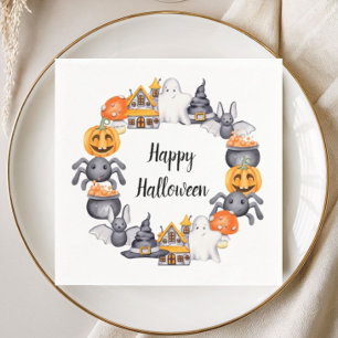 Schattige gelukkige Halloween-illustratieparty Servet