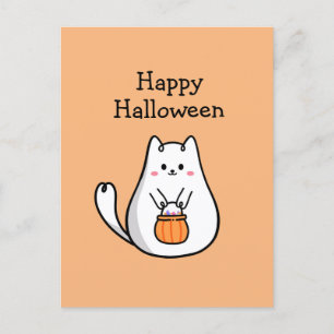 Schattige Gelukkige Halloween Kitty Kat Snoep of e Briefkaart