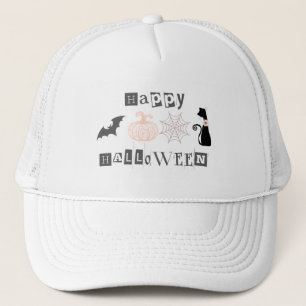 Schattige Gelukkige Halloween Pompoen & Kat Herfst Trucker Pet