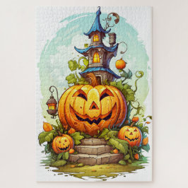 Schattige Gelukkige Halloween Pompoen Legpuzzel