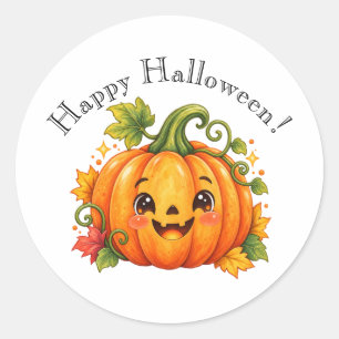 Schattige Gelukkige Halloween Pompoen Sticker Wh