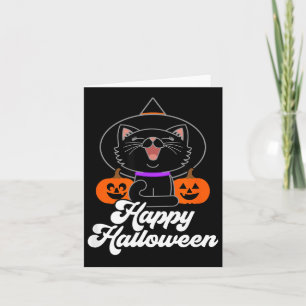 Schattige Gelukkige Halloween Zwarte Kat Kaart
