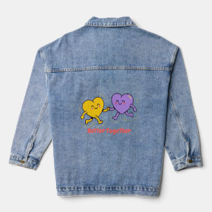 Schattige Gelukkige Hart Vrienden Denim Jacket