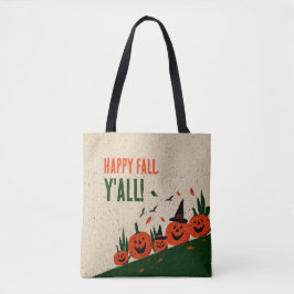 Schattige Gelukkige Herfst Y'all Pompoen Heksenhoe Tote Bag