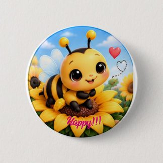 Schattige Gelukkige Hommels op Zonnebloem 3 Inch R Ronde Button 5,7 Cm