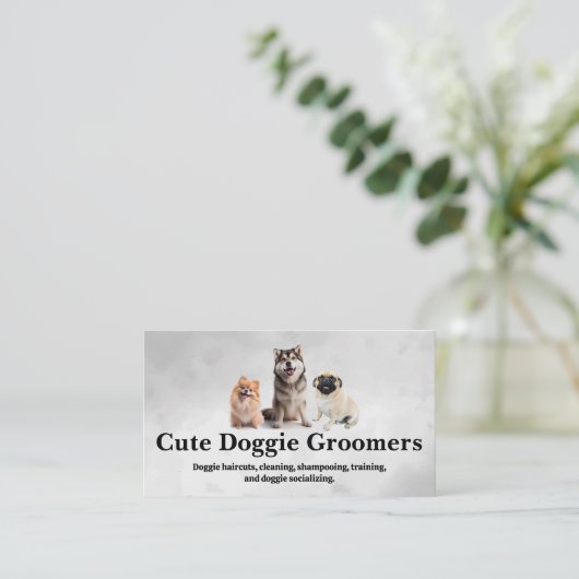 Schattige Gelukkige Honden Zitten Visitekaartje (Staand voorkant)