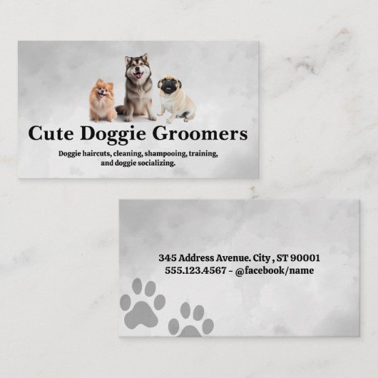 Schattige Gelukkige Honden Zitten Visitekaartje (Voorkant / Achterkant)