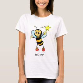 Schattige gelukkige honingbij met ster op hemelsbl t-shirt