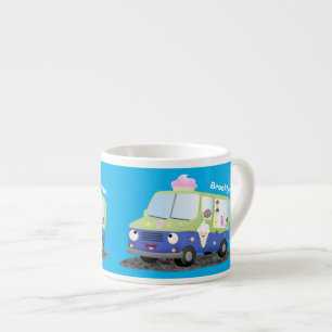 Schattige gelukkige ijsauto cartoon espresso kop