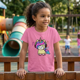 Schattige Gelukkige Kawaii Baby Eenhoorn met Kopte T-shirt