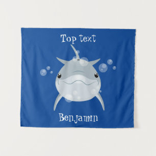 Schattige gelukkige kawaii dolfijn cartoon  wandkleed