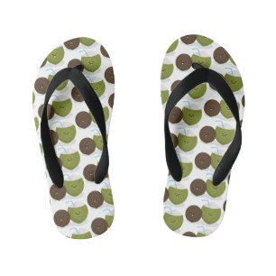 Schattige gelukkige kawaii kokosnoot cartoon illus kinder teenslippers