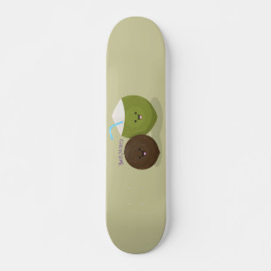 Schattige gelukkige kawaii kokosnoten cartoon illu persoonlijk skateboard