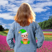 Schattige Gelukkige Kerst Elf Denim Jacket