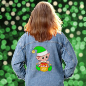 Schattige Gelukkige Kerst Elf Denim Jacket