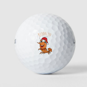 Schattige gelukkige Kerstgarnalen cartoonillustrat Golfballen