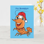 Schattige gelukkige Kerstgarnalen cartoonillustrat Kaart (Gele Bloem)