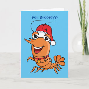 Schattige gelukkige Kerstgarnalen cartoonillustrat Kaart