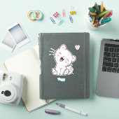 Schattige Gelukkige Kitty Kat & Hart Sticker (iPad Cover)