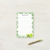 Schattige gelukkige krokodil met bladframe Dingen  Post-it® Notes (Op bureau)