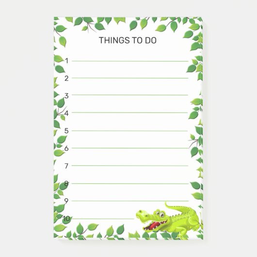 Schattige gelukkige krokodil met bladframe Dingen  Post-it® Notes (Voorkant)