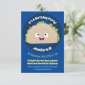 Schattige gelukkige lachende taco cartoonillustrat kaart (Staand voorkant)