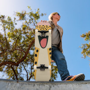 Schattige Gelukkige Lachende Wilde Luipaard Cartoo Persoonlijk Skateboard