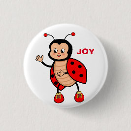 Schattige Gelukkige Lieveheersbeestje Cartoon Ronde Button 3,2 Cm