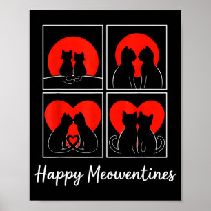 Schattige Gelukkige Meowentines Grappige Kat Valen Poster
