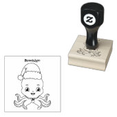 Schattige gelukkige octopus met kersthoed cartoon rubberstempel (Gestempeld)