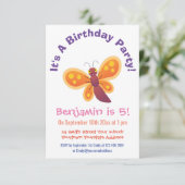 Schattige gelukkige oranje vlinder cartoonillustra kaart (Staand voorkant)