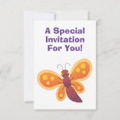 Schattige gelukkige oranje vlinder cartoonillustra kaart (Achterkant)