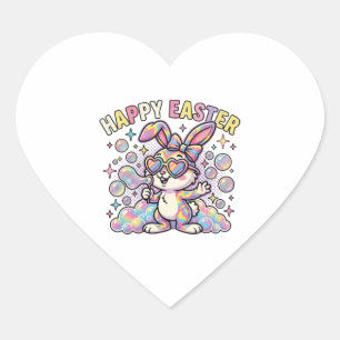 Schattige Gelukkige Paashaas met Lente Sfeer Hart Sticker