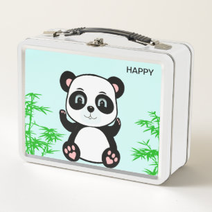 Schattige gelukkige pandabeer en bamboe