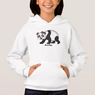 Schattige gelukkige pandabeer met bloem cartoon