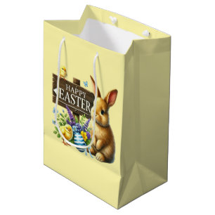 Schattige gelukkige Pasen konijn  Medium Cadeauzakje