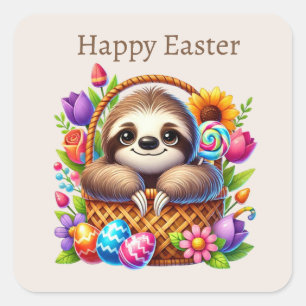 Schattige gelukkige Pasen luiaard  Vierkante Sticker