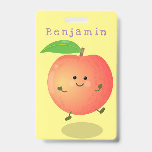 Schattige gelukkige perzik gele cartoon badge