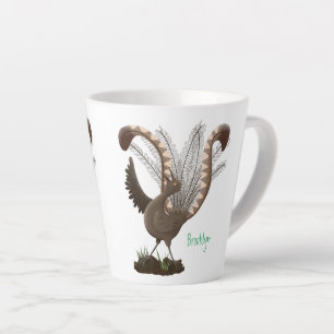 Schattige gelukkige prachtige liervogel cartoon il latte mok