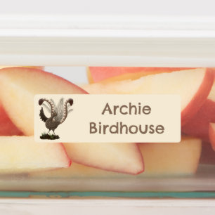 Schattige gelukkige prachtige liervogel cartoon pe labels